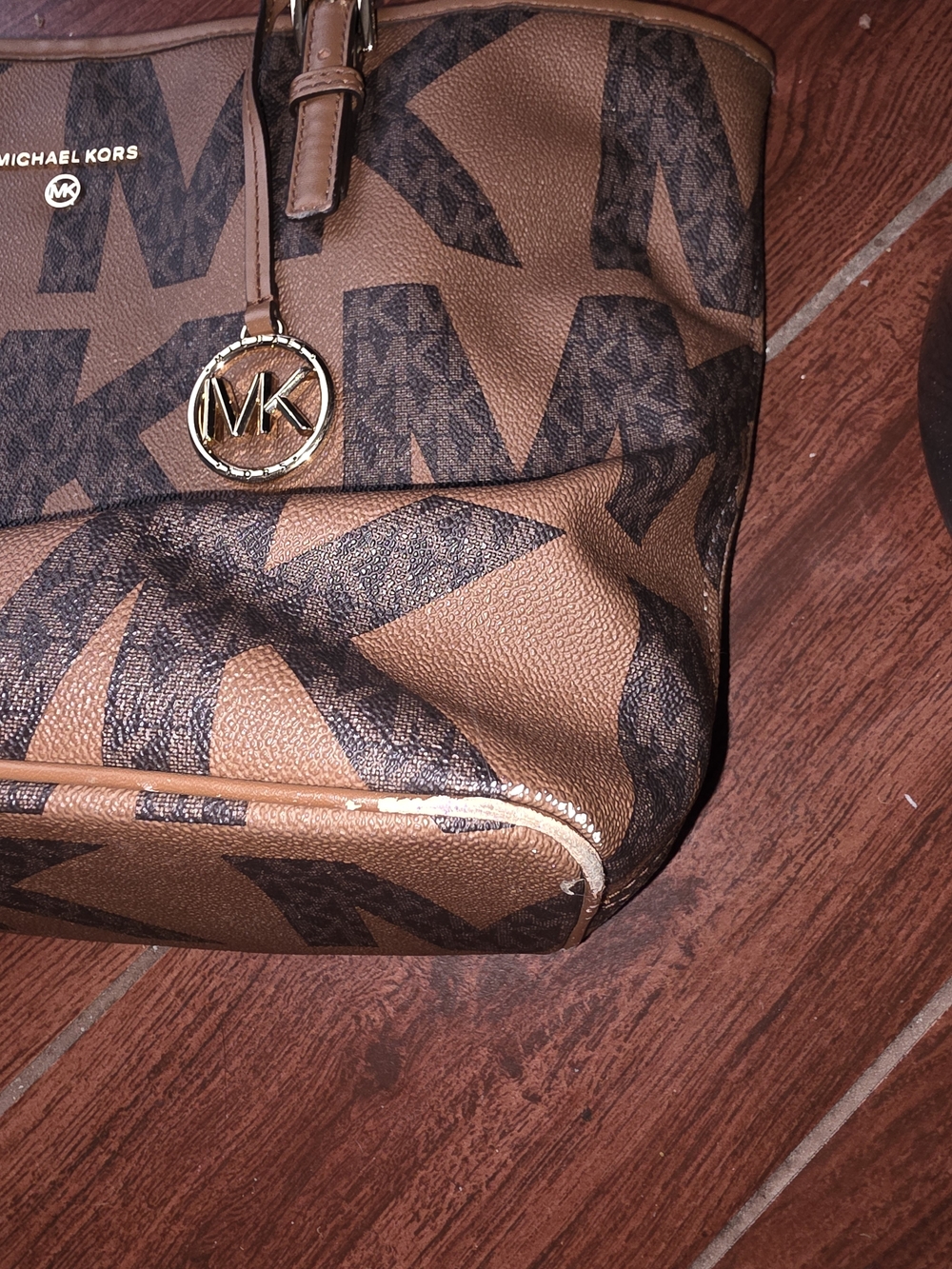 Michael Kors Tan and Brown MK Logo Tote - Picture 2 of 3